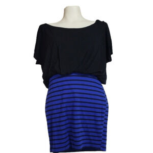 Soprano Blue & Black Fitted Dress